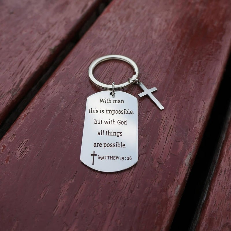 GiftYou Inspirational Scripture Metal Key Chains with Cross Pendant - Bible Verse Keychain Religious Gift for Christian - Image 5